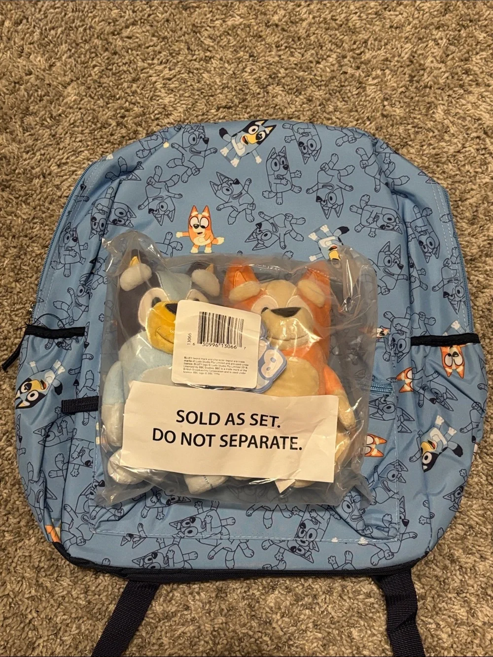 NWT Bluey Bingo Backpack  8” Plush Set